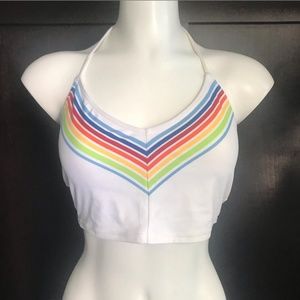 Ocean Pacific white rainbow crop sport tankini top